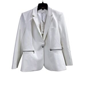 New Veronica Beard Scuba Schoolboy Blazer White Dickey Compatible Size 14 NWT